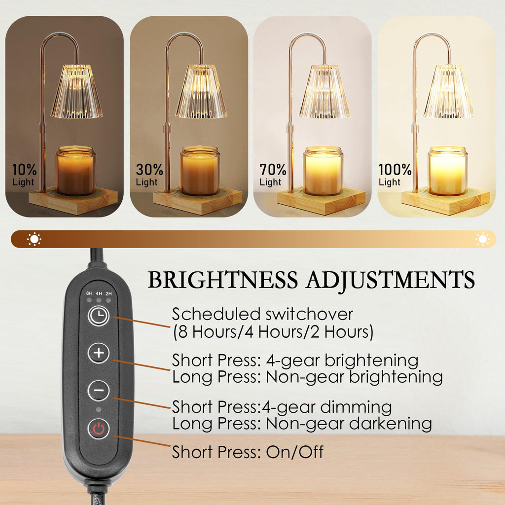 Candle Warmer Lamp with 2 Bulbs, Dimmable, Timer, Adjustable Height N6656