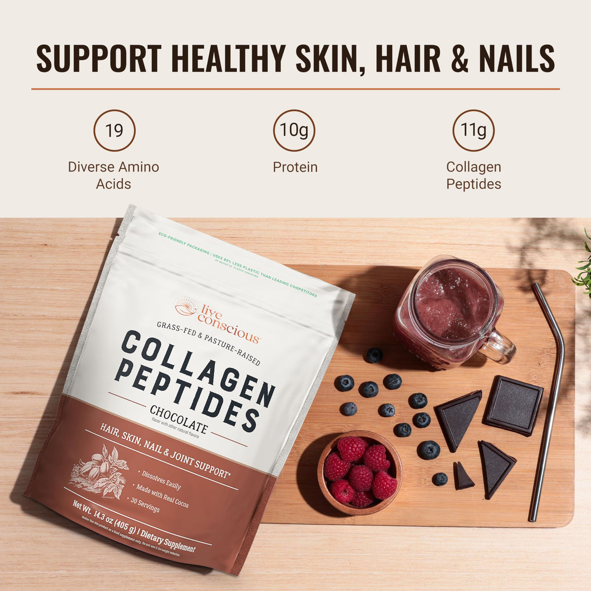 Chocolate Collagen Peptides Powder 15oz W780