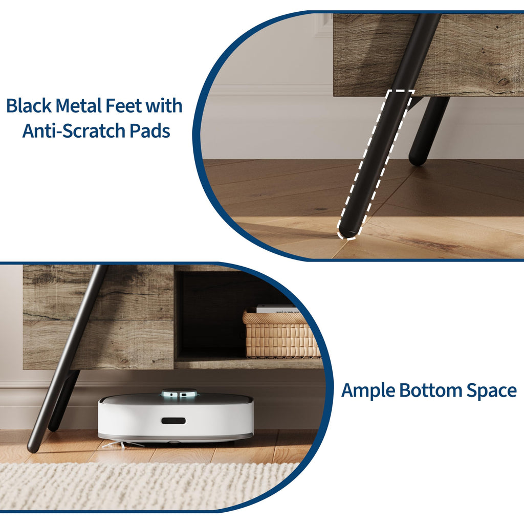 47 Inch TV Stand with Slanted Metal Legs and Adjustable Open Shelf T933