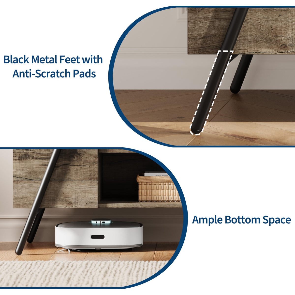 47 Inch TV Stand with Slanted Metal Legs and Adjustable Open Shelf T933