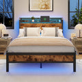 Full Bed Frame with Headboard and LED Lights Q62854
