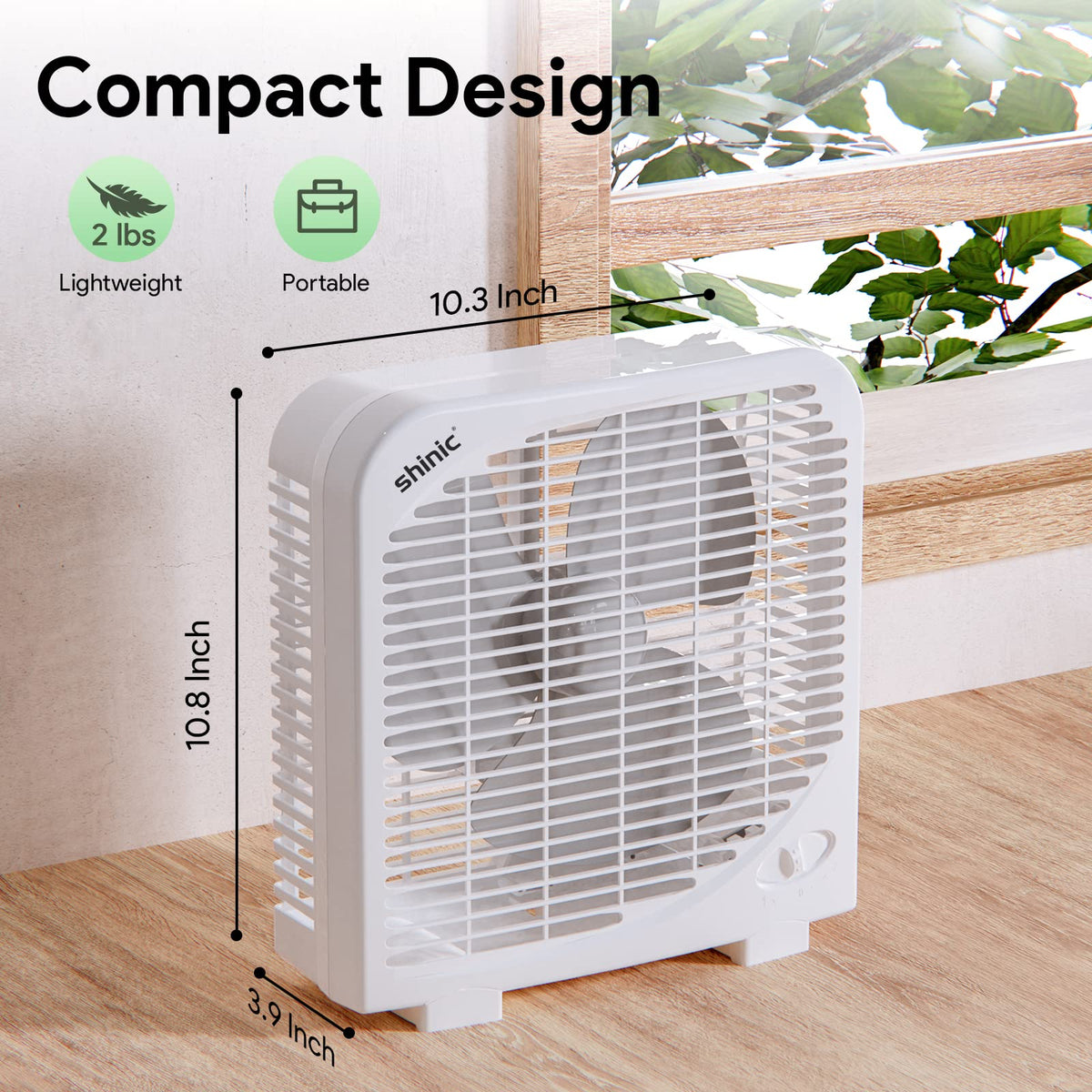 2 Packs 10" Tabletop Box Fan, 2 Speeds, White X8225