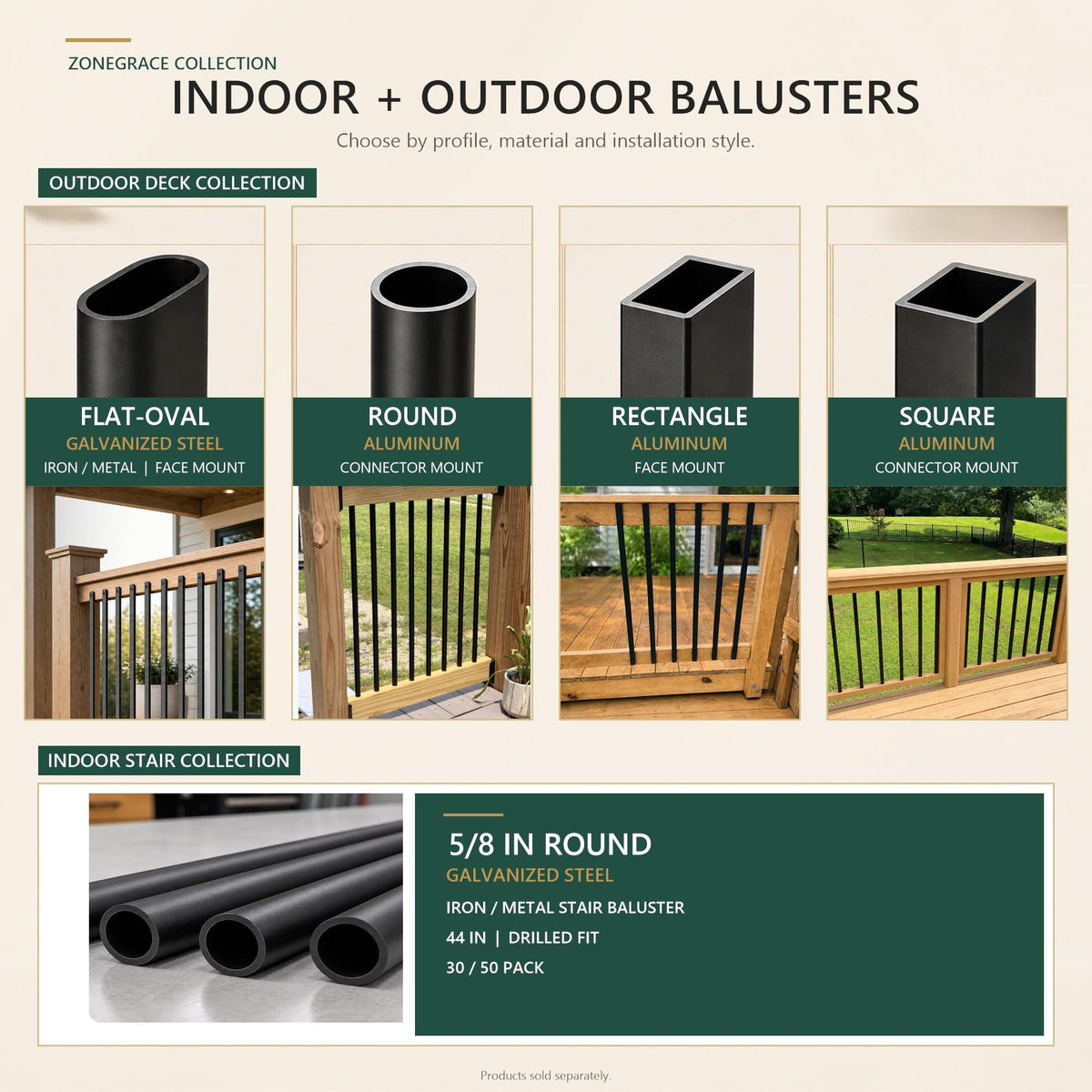 56 Pack 26 inch Black Round Aluminum Balusters I95421