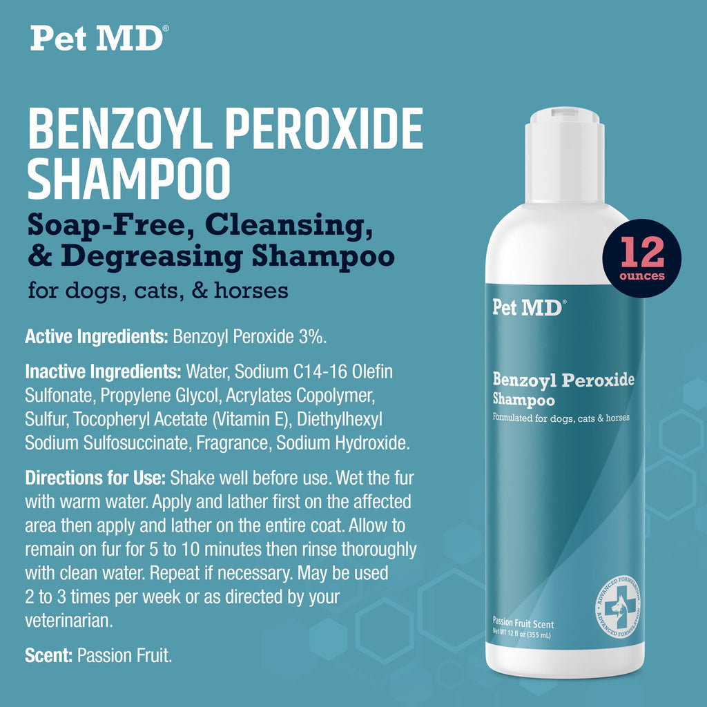 Benzoyl Peroxide Shampoo for Dogs, Cats, and Horses 12oz B973