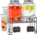 Glass Drink Dispenser with Stand, 1 Gallon, 2-Pack G90575