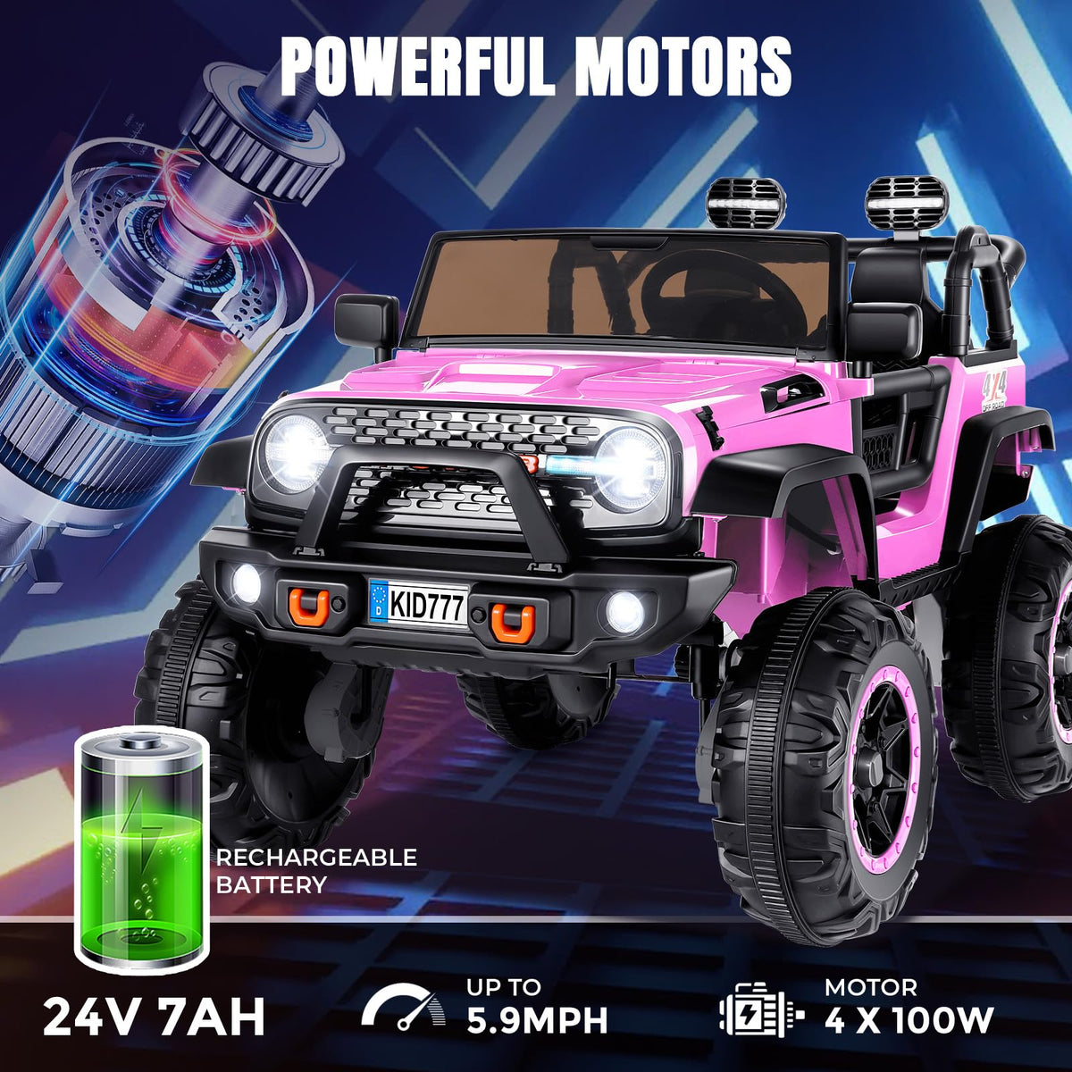 24V 2 Seater Pink Ride On Car X114239
