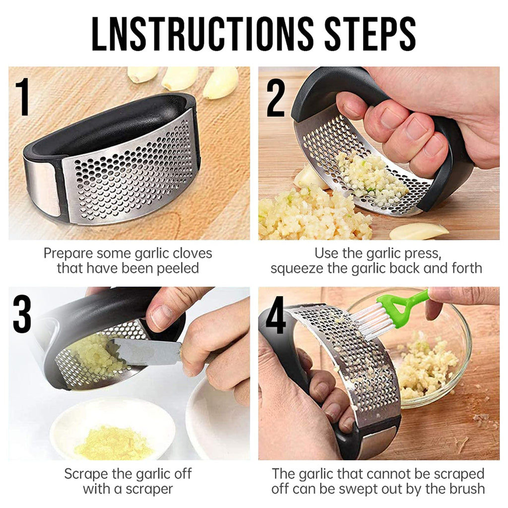 Stainless Steel Garlic Press Rocker with Silicone Peeler W270