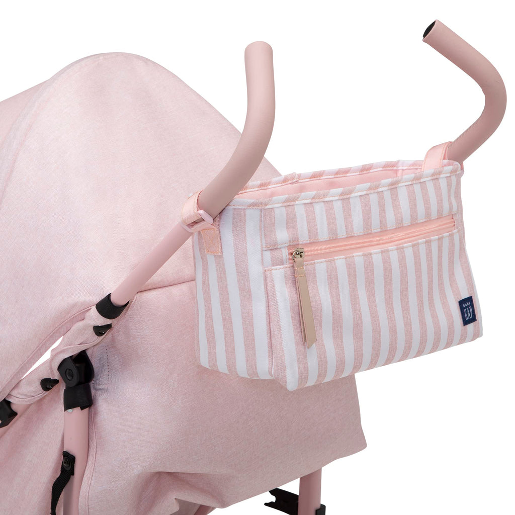 Lightweight Stroller with Recline, Compact Fold & Removable Parent Organizer, Pink Stripes K5134