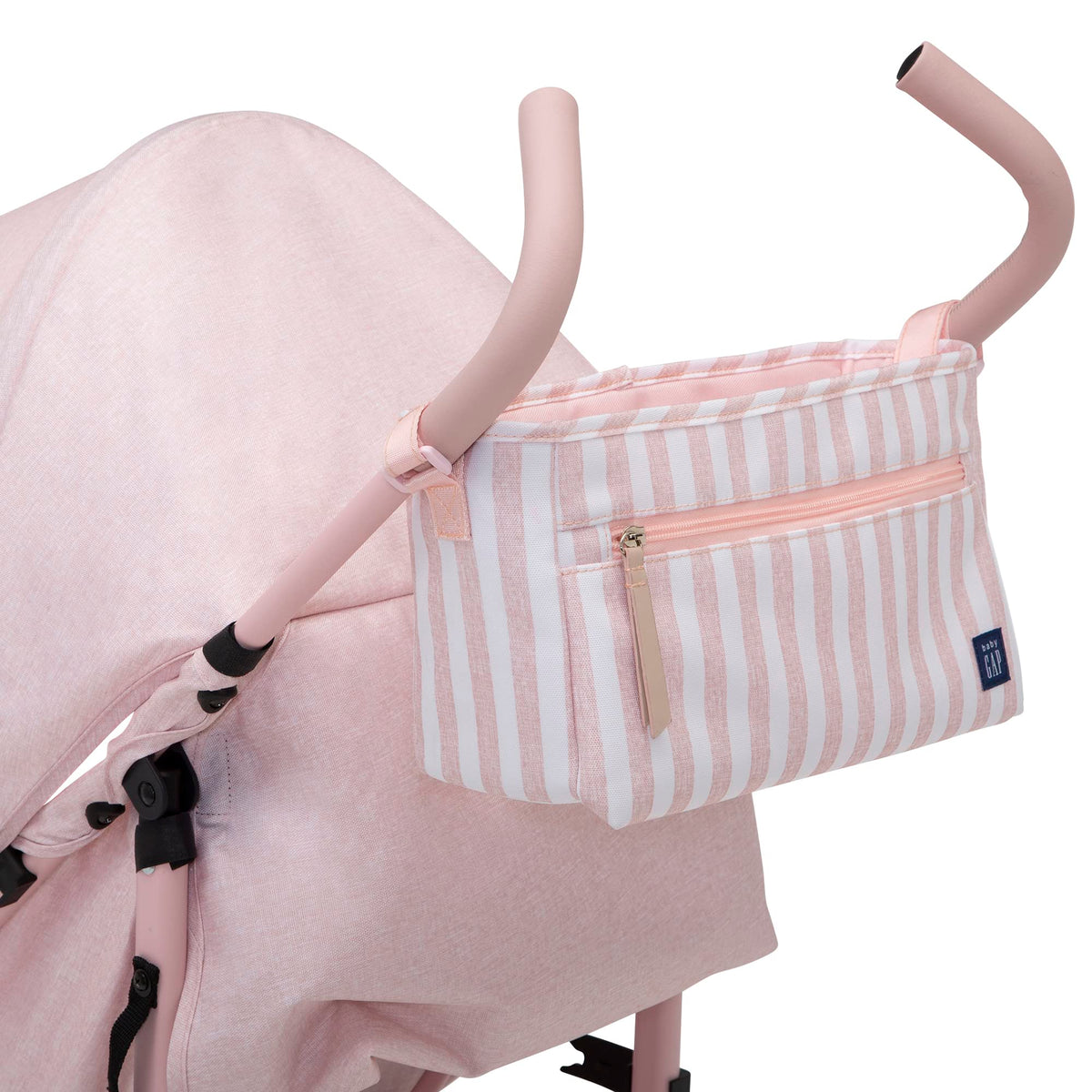 Lightweight Stroller with Recline, Compact Fold & Removable Parent Organizer, Pink Stripes K5134