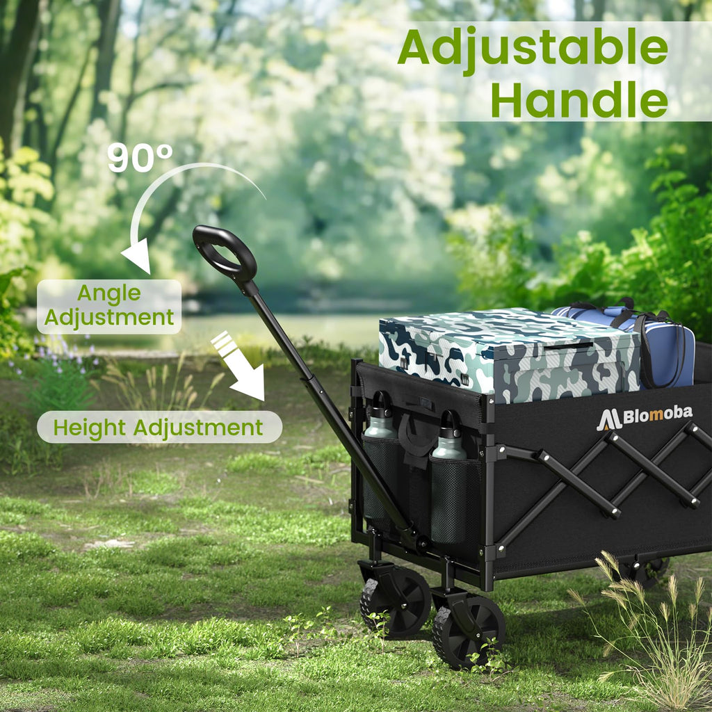 Folding Wagon Cart with Wheels, 220lbs, Black U73578