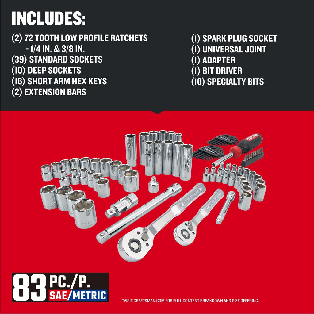 83 Piece Mechanics Tool and Socket Set E747