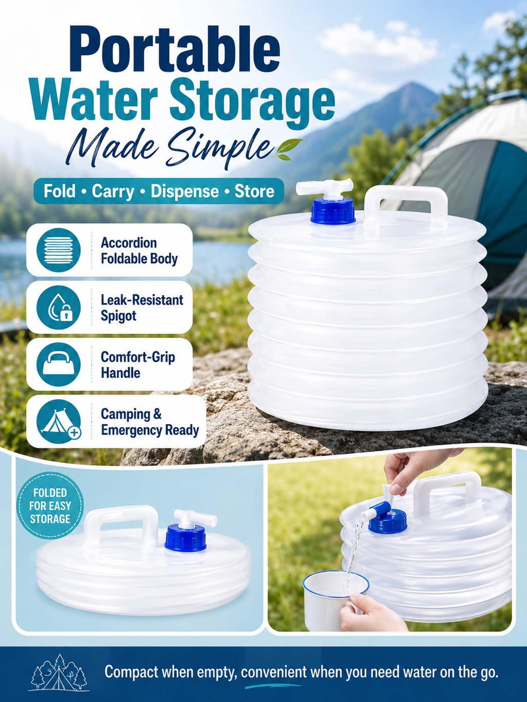 Collapsible 10L Water Container with Spigot I23060