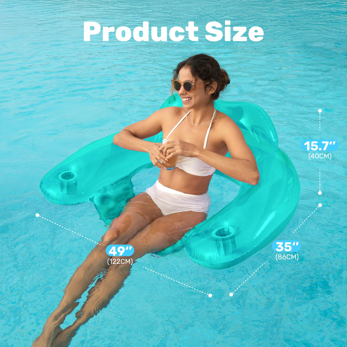 2 Pack Inflatable Pool Chairs with Cup Holders L467