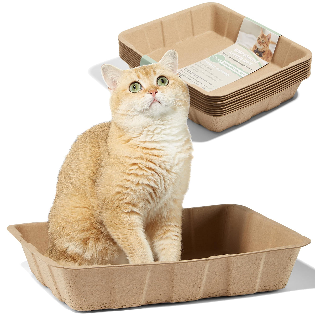 Disposable Cardboard Cat Litter Boxes 5 Pack Z39876
