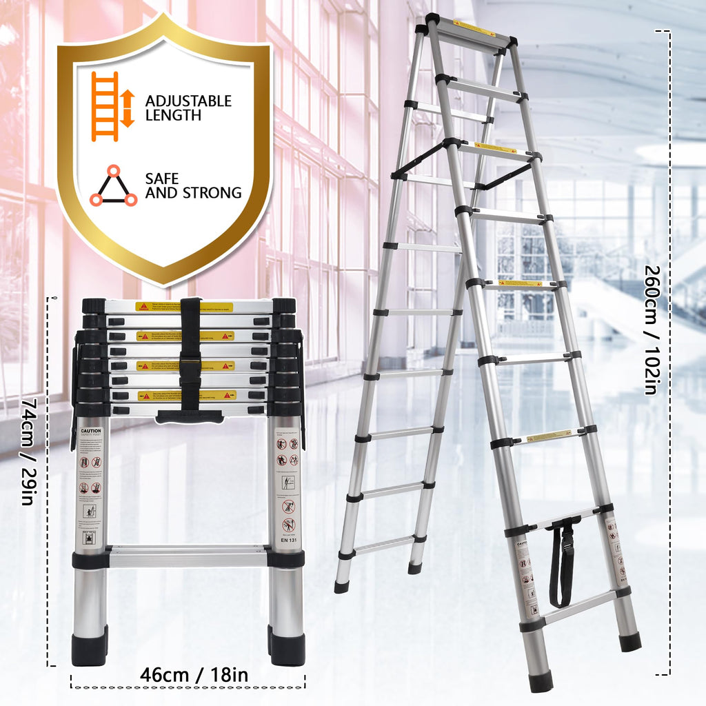 8.53 FT Aluminum Telescoping Ladder R346590