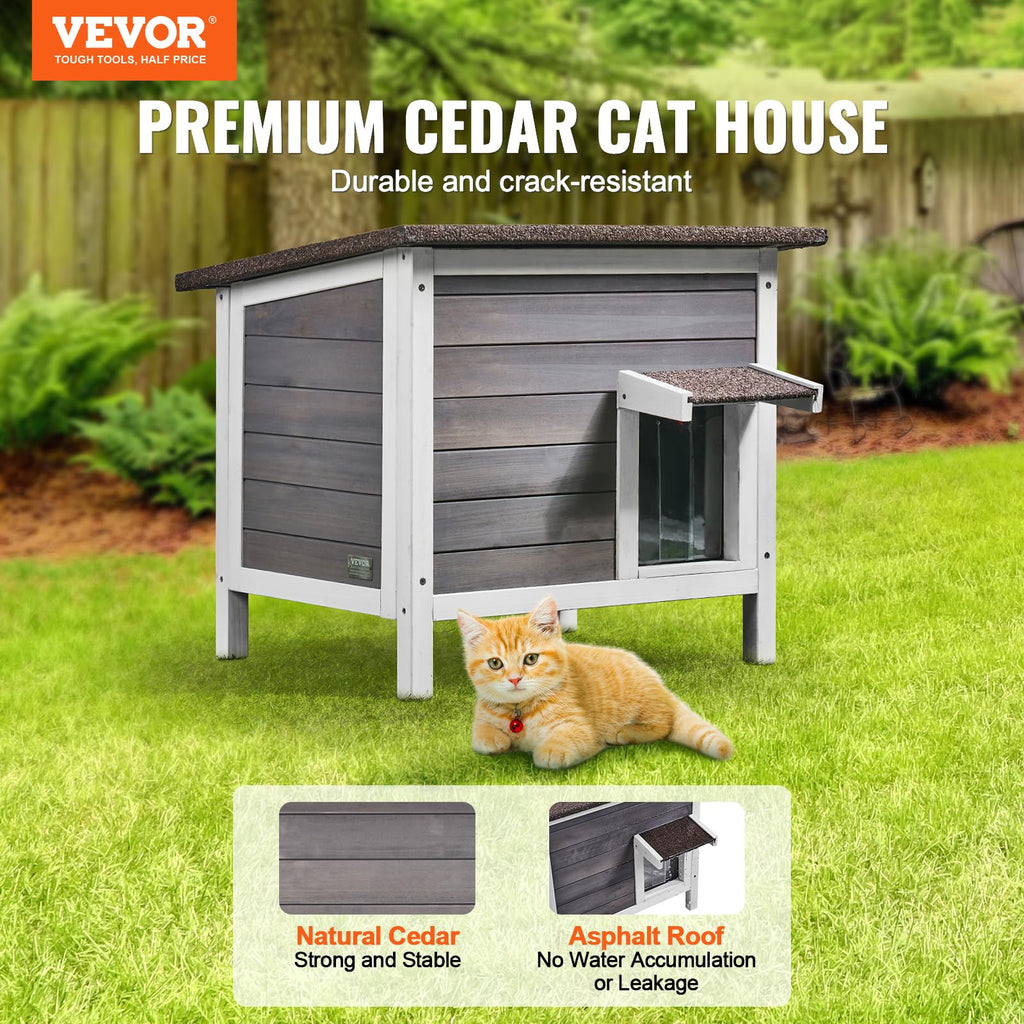 Weatherproof Wooden Outdoor Cat House A31996