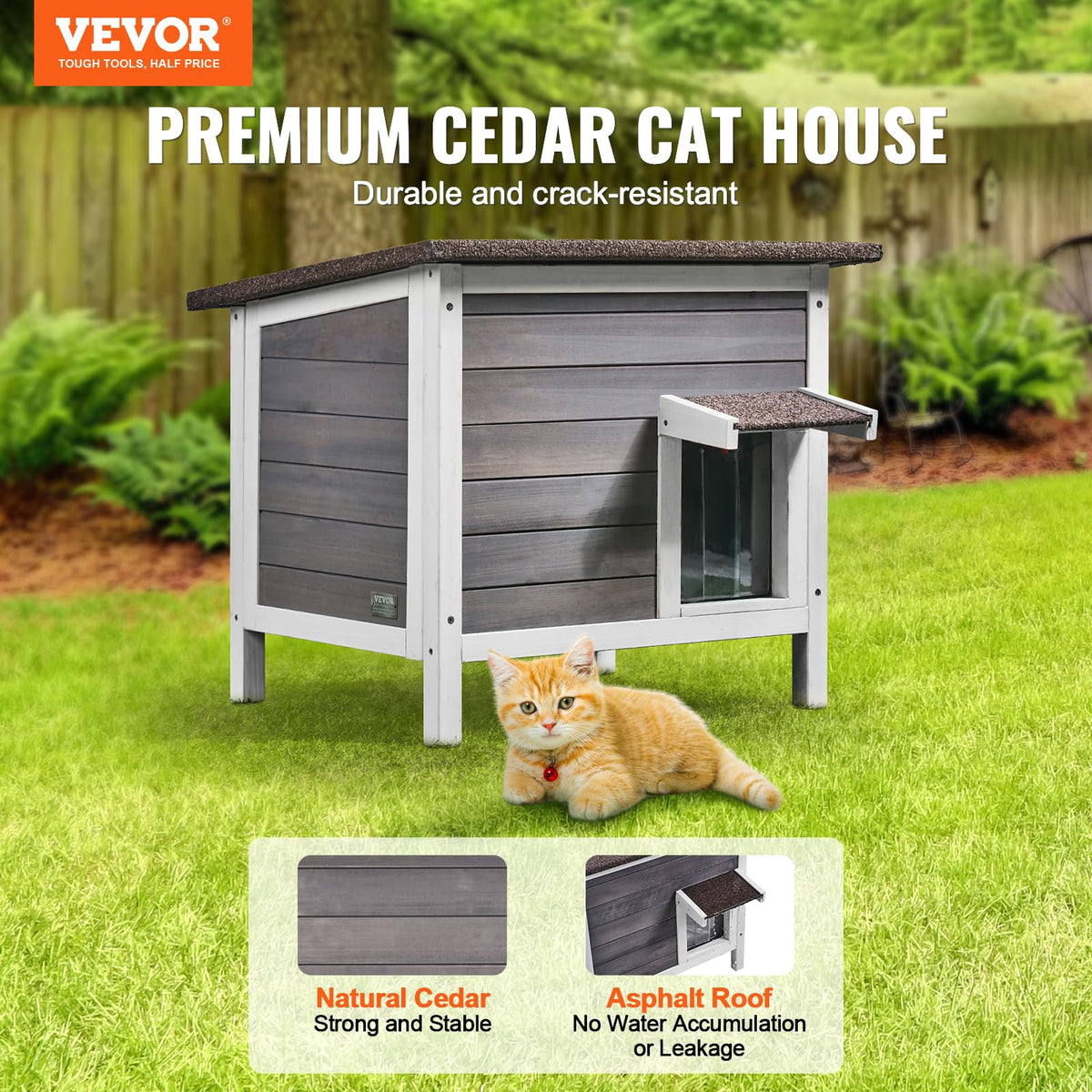 Weatherproof Wooden Outdoor Cat House A31996