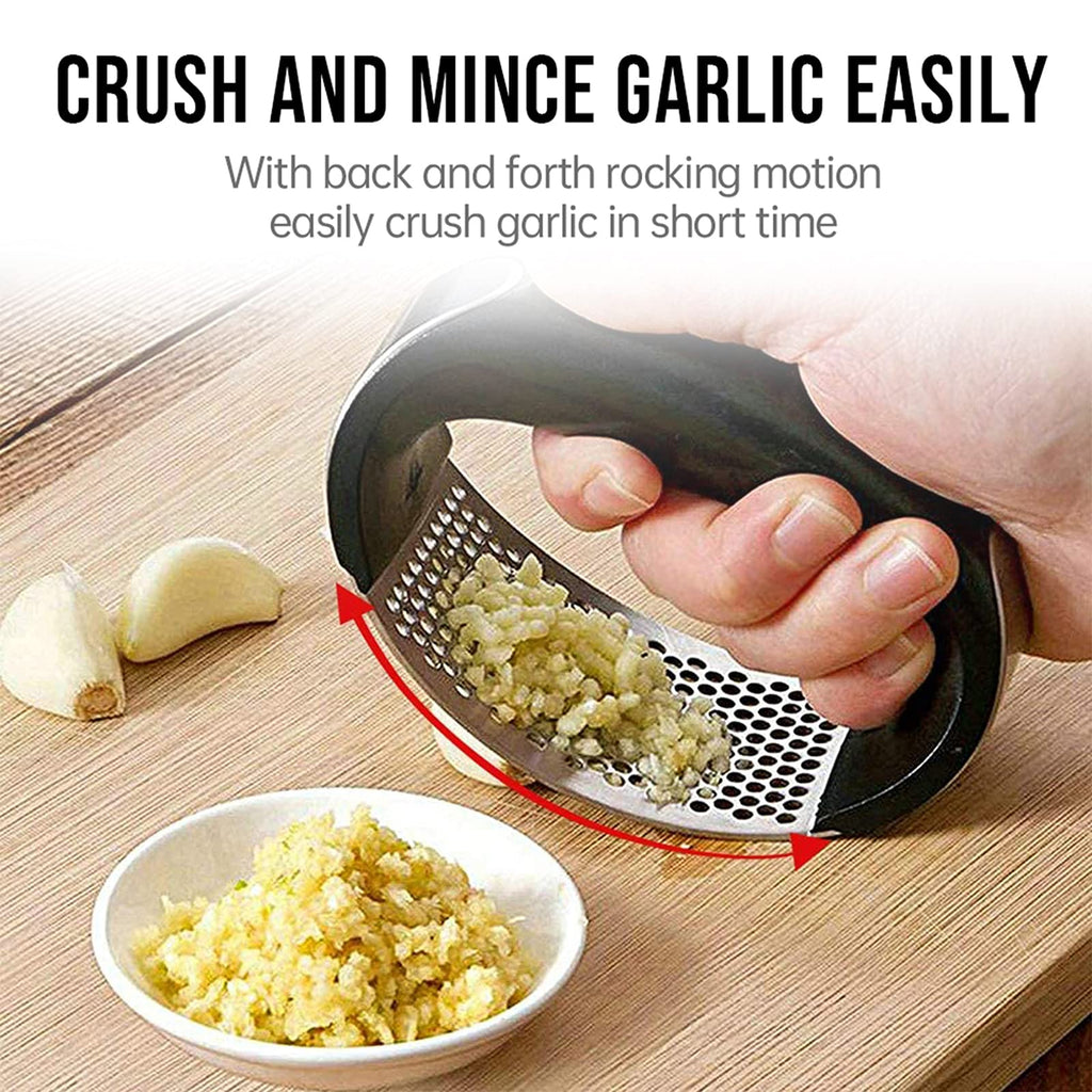 Stainless Steel Garlic Press Rocker with Silicone Peeler W270