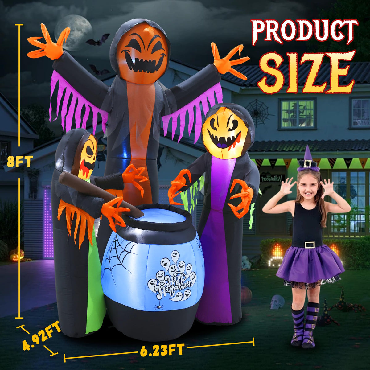 8FT Halloween Inflatable with Light Yard Decor A7637