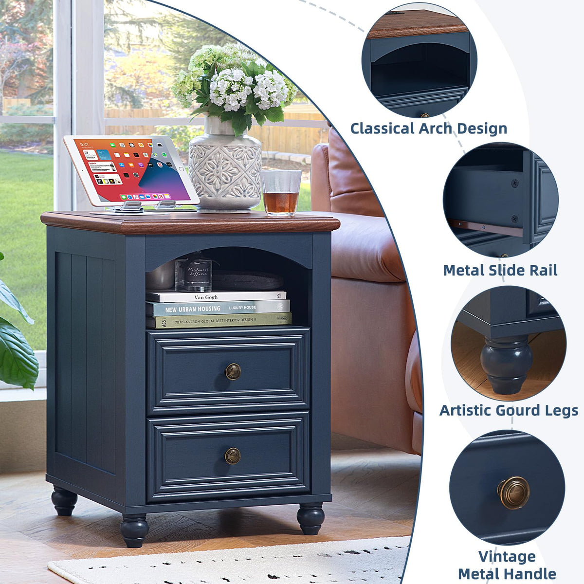 18" Nightstand with Charger Station S235