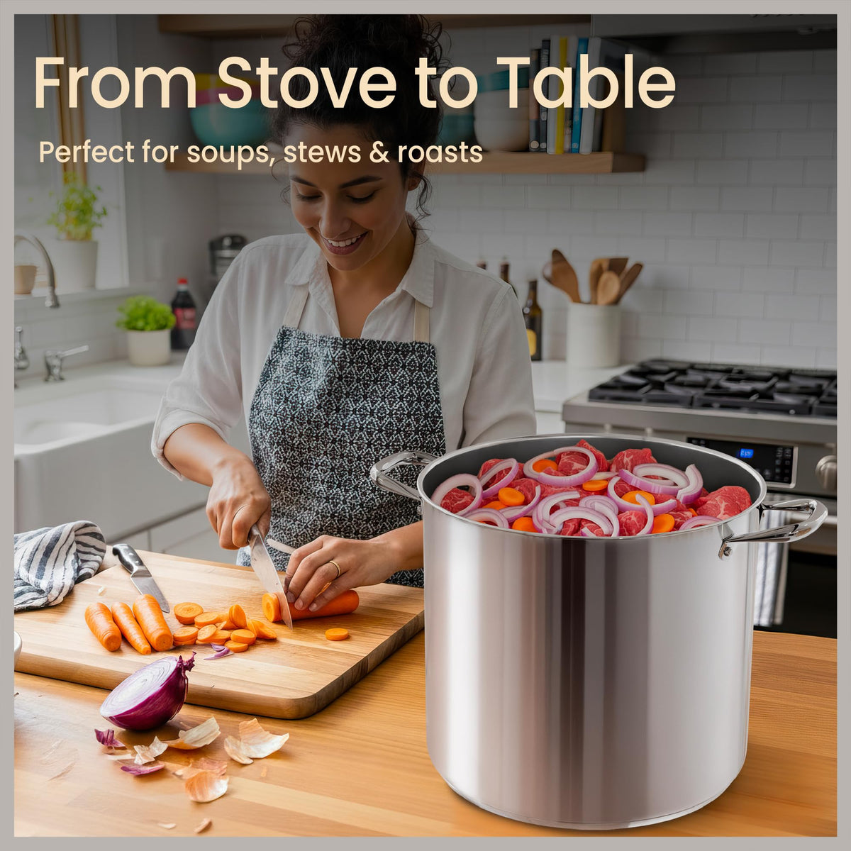 16 Quart Stainless Steel Stockpot with Tempered Glass Lid E73830