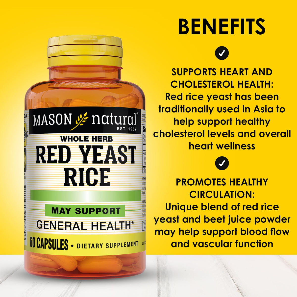 Red Yeast Rice Herbal Supplement 60 Capsules Pack of 3 Q85312