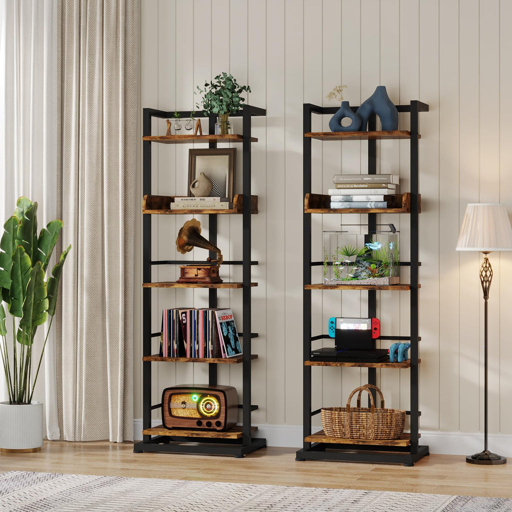 5 Tier Wood Bookcase with Metal Edge Protection X971