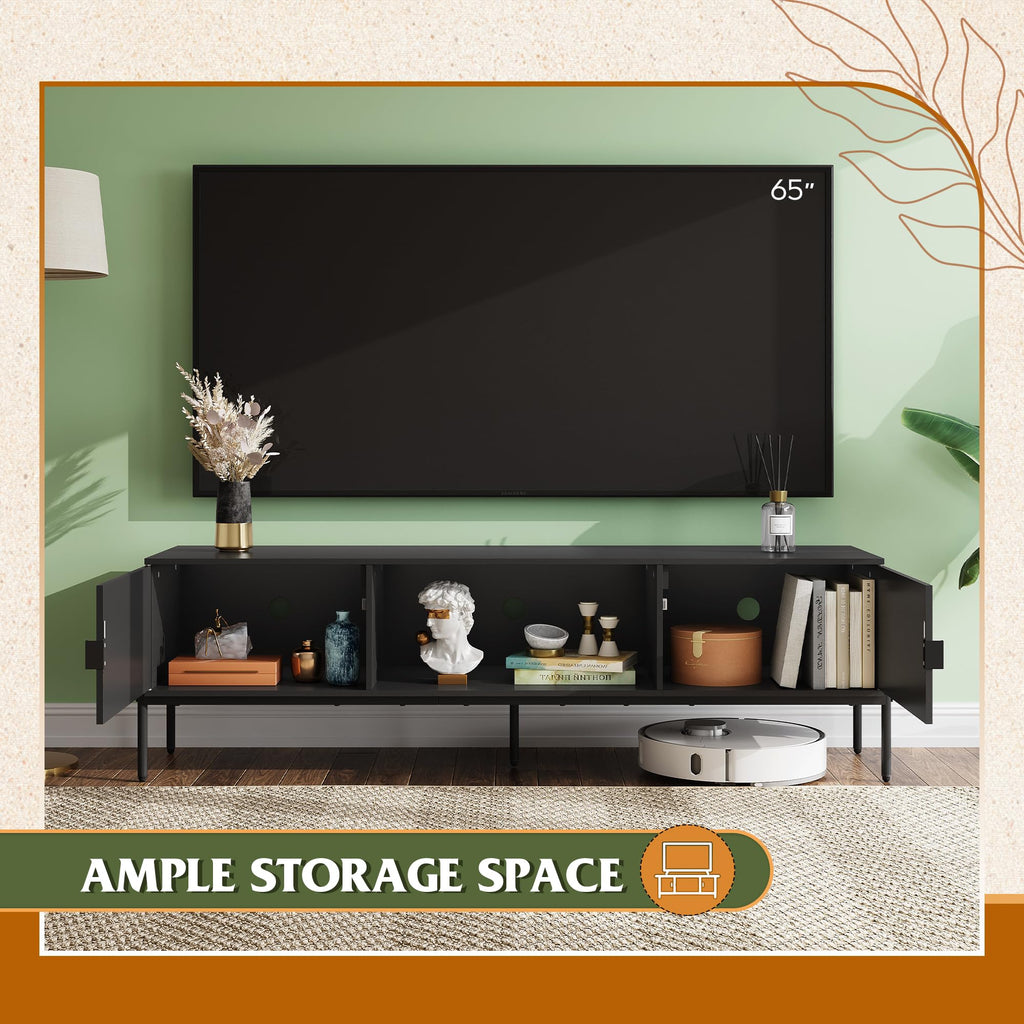 Black TV Stand with Metal Legs Z418