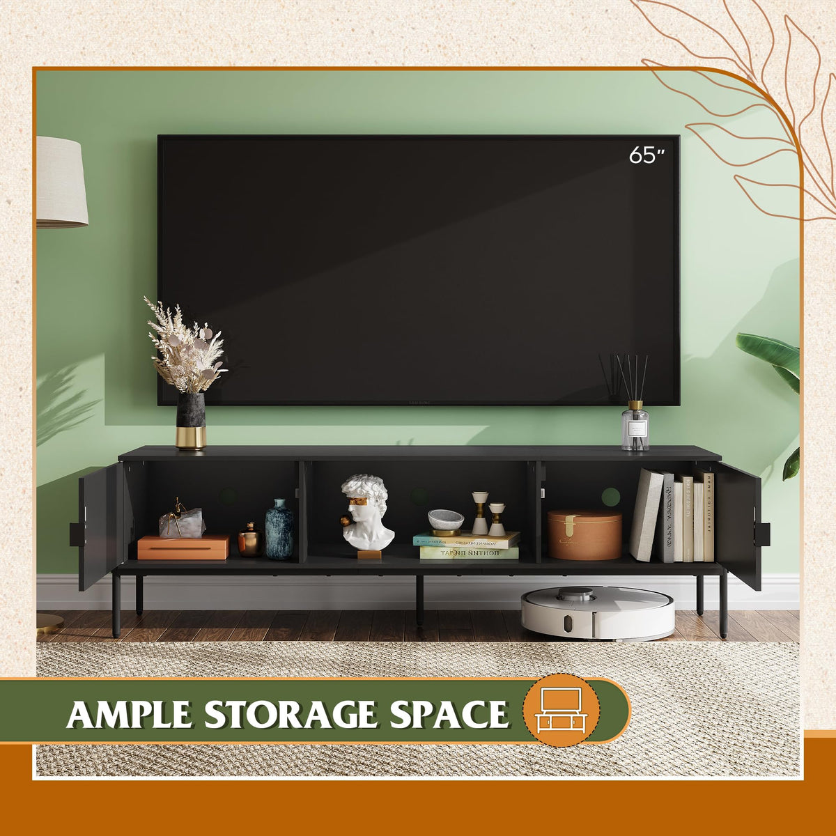 Black TV Stand with Metal Legs Z418