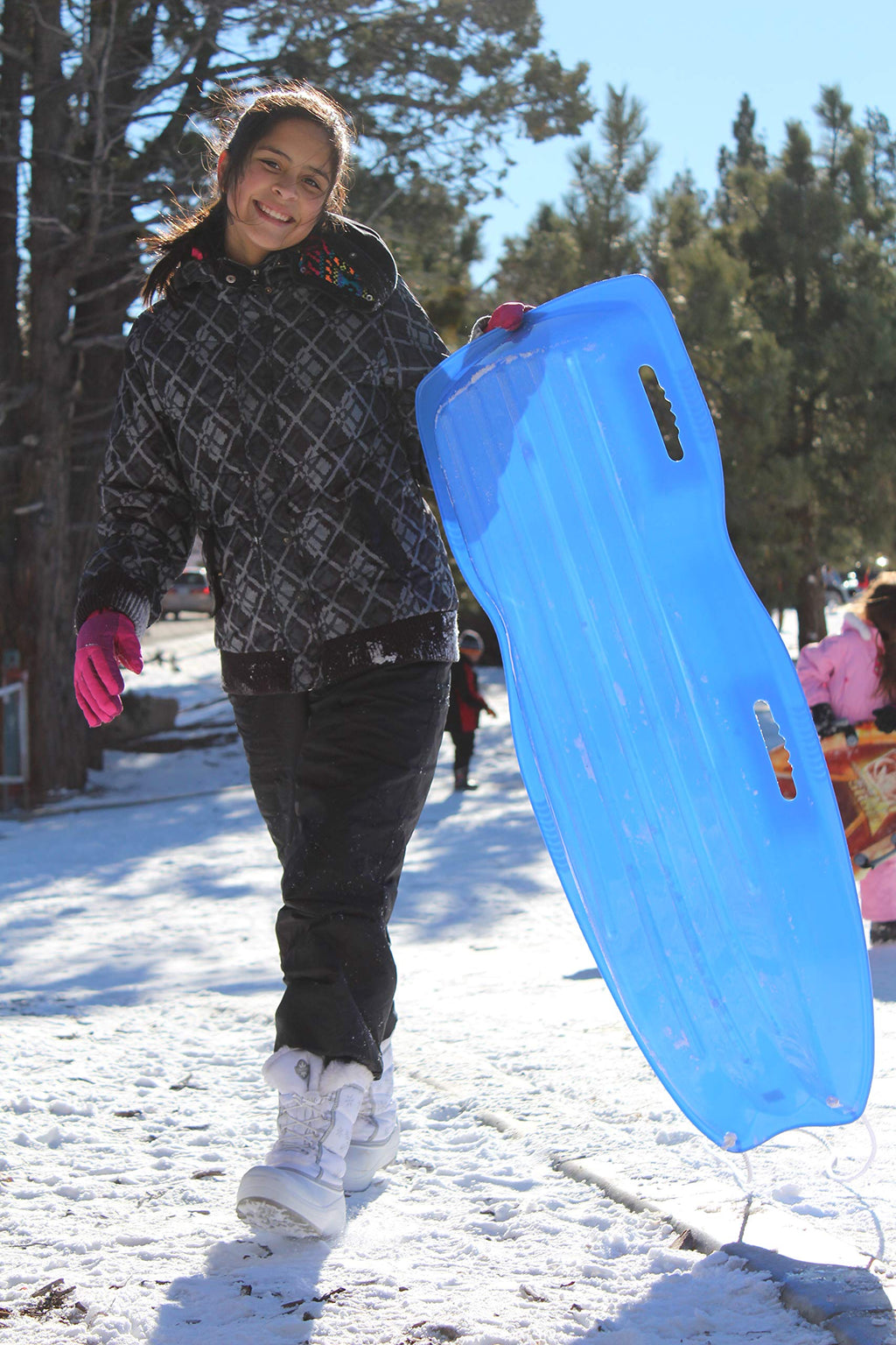 Plastic Toboggan Snow Sled with Pull Rope and Handles N45490