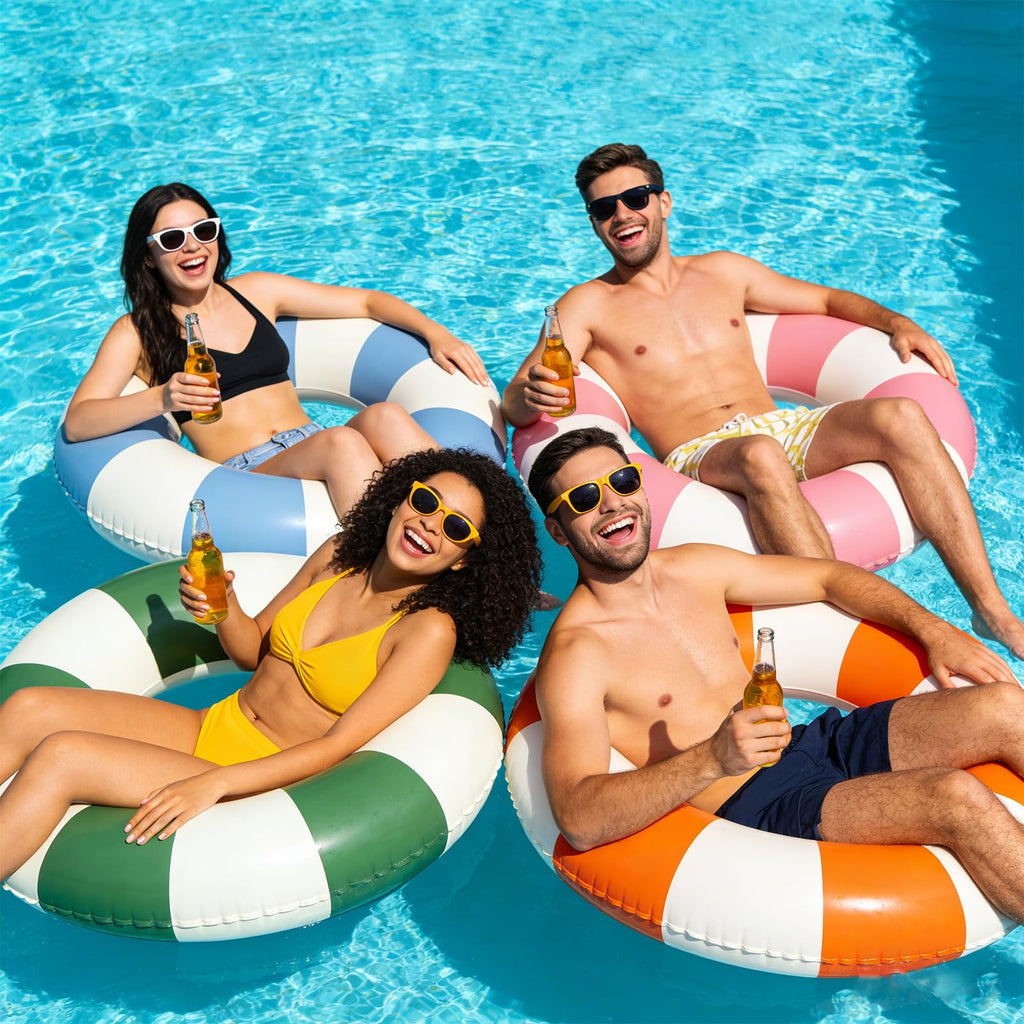 Large Inflatable Pool Float 36 Inch Striped Swim Rings G6342