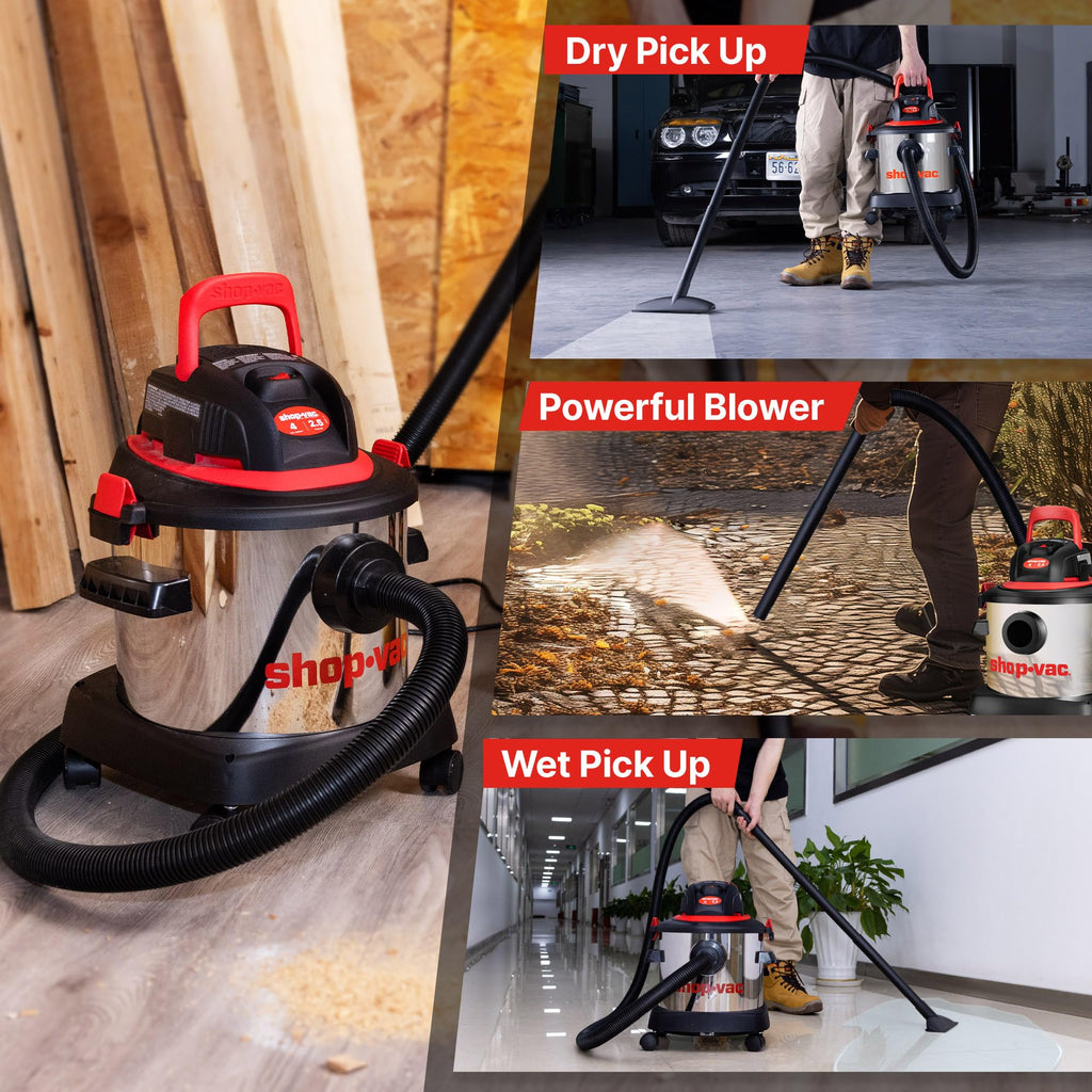 Wet/Dry Vacuum Cleaner, 4 Gallon, 2.5 Peak HP T3165
