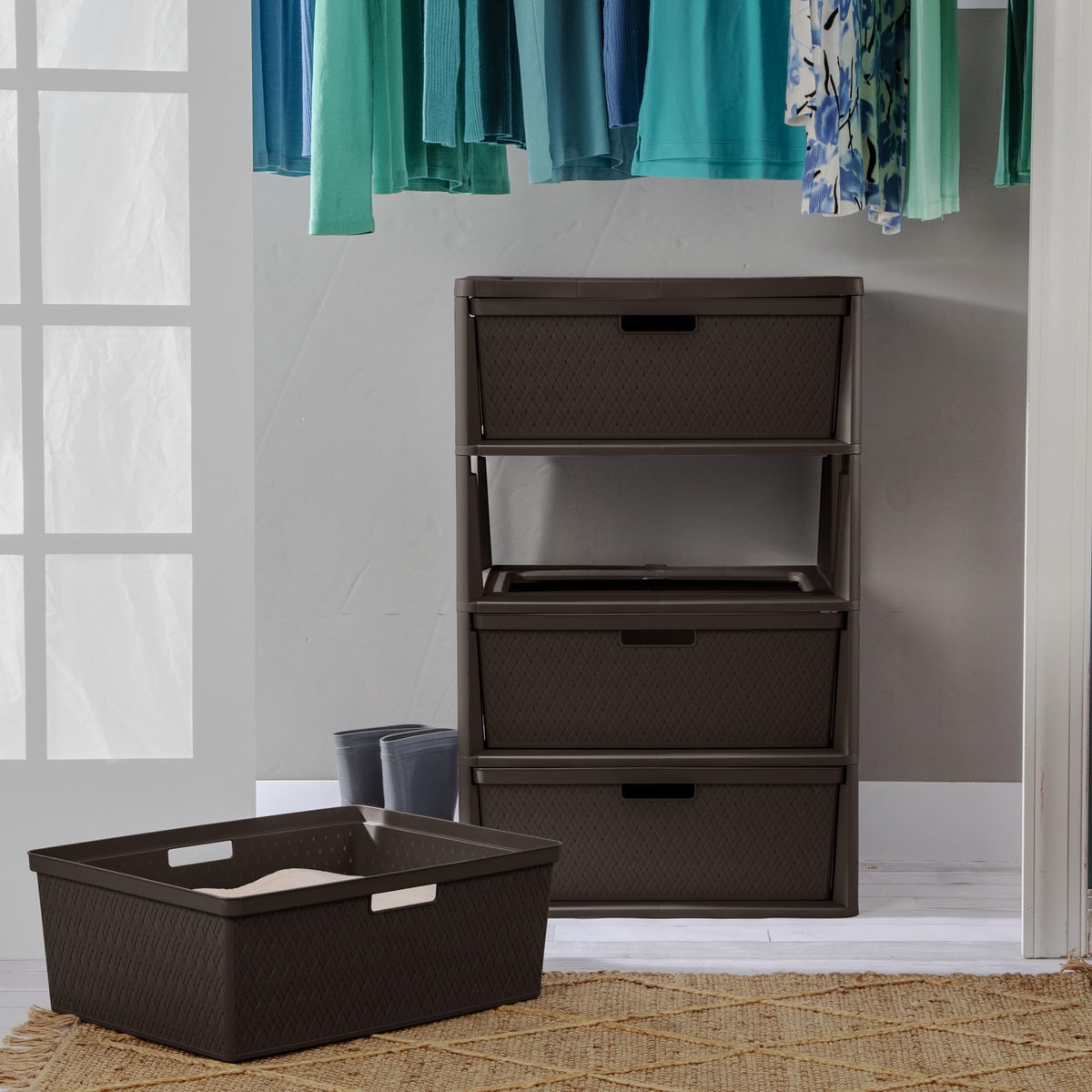 4 Drawer Plastic Storage Tower Brown F742