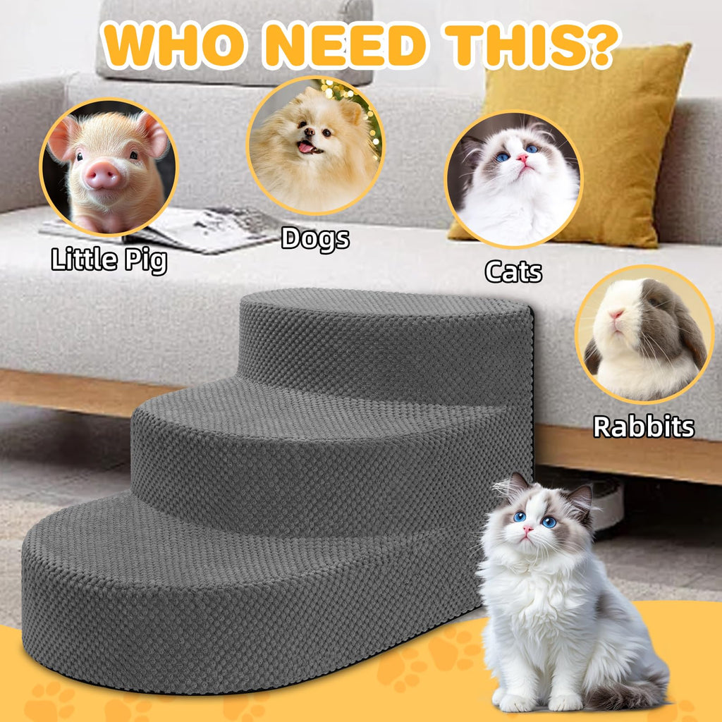 Grey 3 Steps Foam Dog Stairs R4242