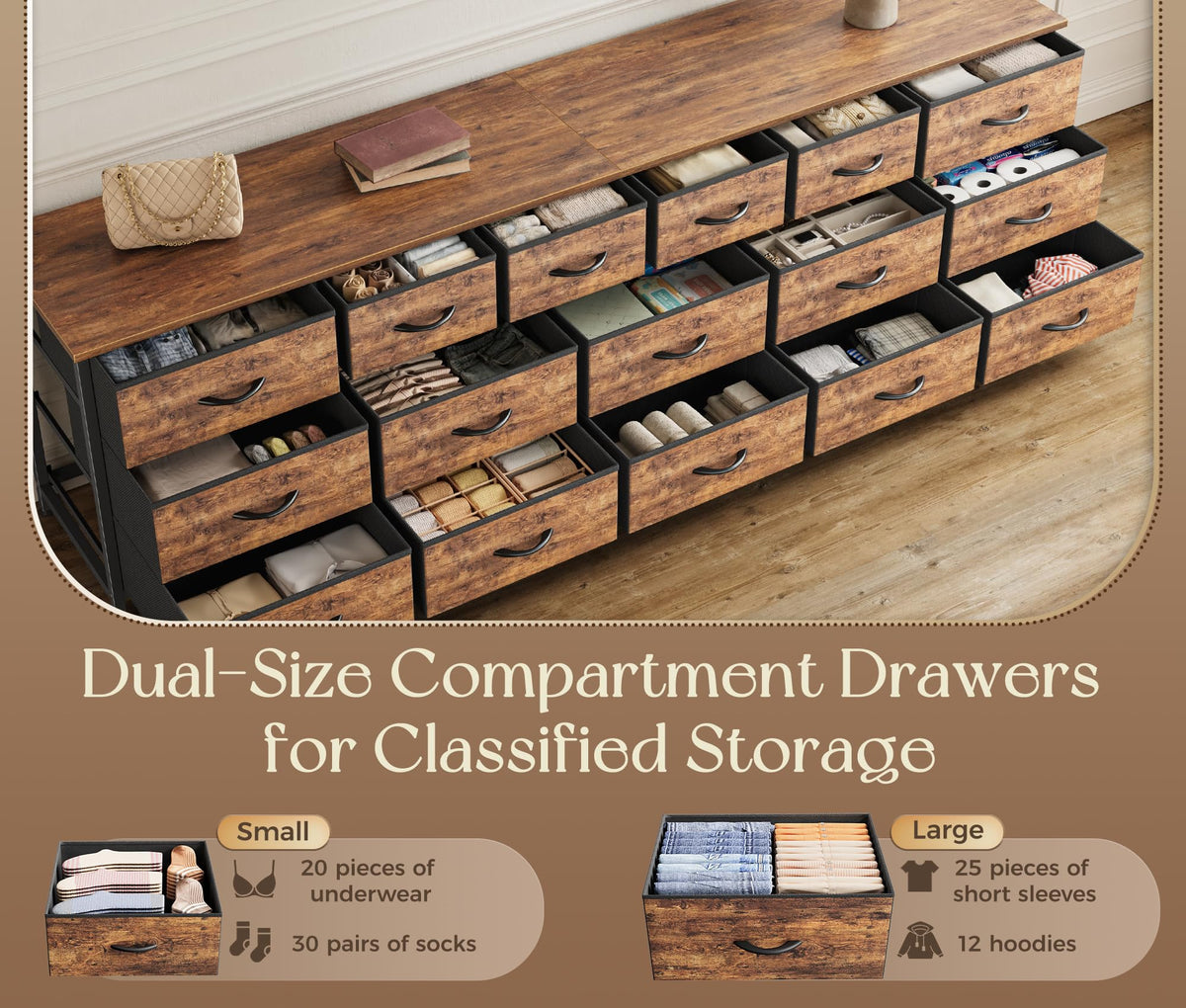77.6" 16 Drawer Fabric Dresser K278110