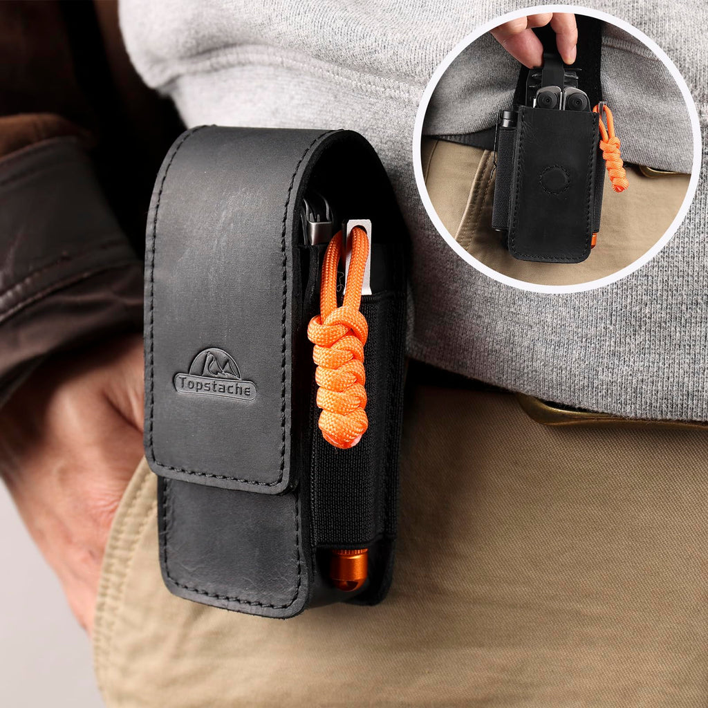 Leather Multitool Sheath with Belt Clip and Magnetic Closure V85675