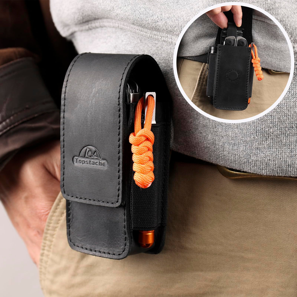 Leather Multitool Sheath with Belt Clip and Magnetic Closure V85675