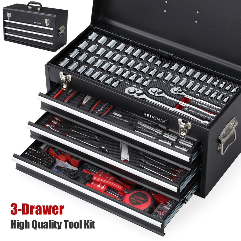 438-Piece Mechanics Tool Set with 3-Drawer Metal Box J597