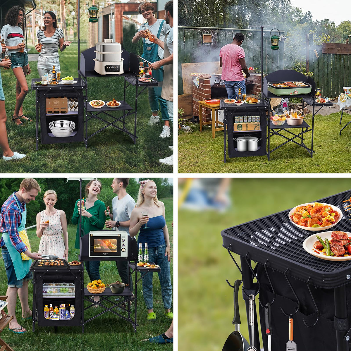 Black Portable Folding Camping Table Y11863