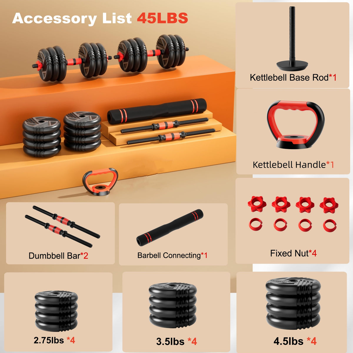 Adjustable Dumbbell Set 5 in 1 T1416