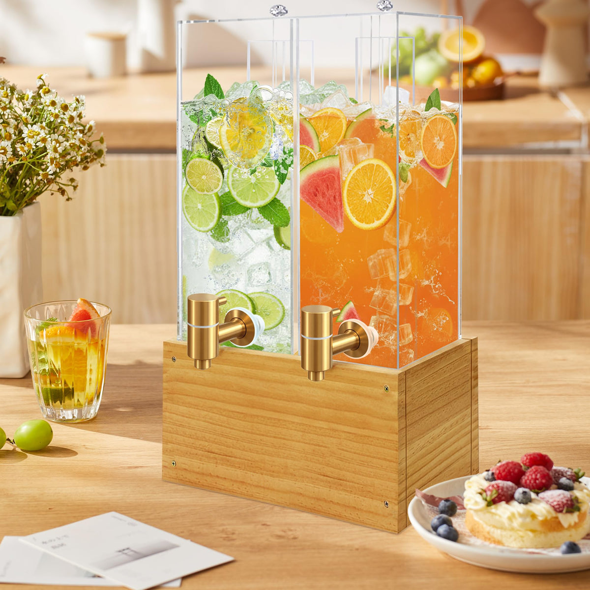 2 Pack 2 Gallon Drink Dispenser with Stand and Ice Core I586814