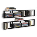 34 Inch Media Storage Rack Organizer Metal Floating Shelf Set of 2 Black S236145