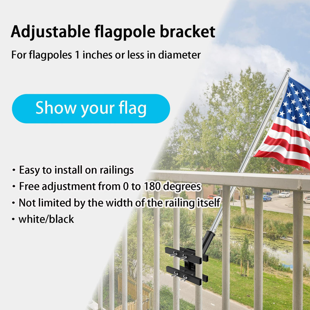 White Flagpole Mount for Round and Square Railing J120