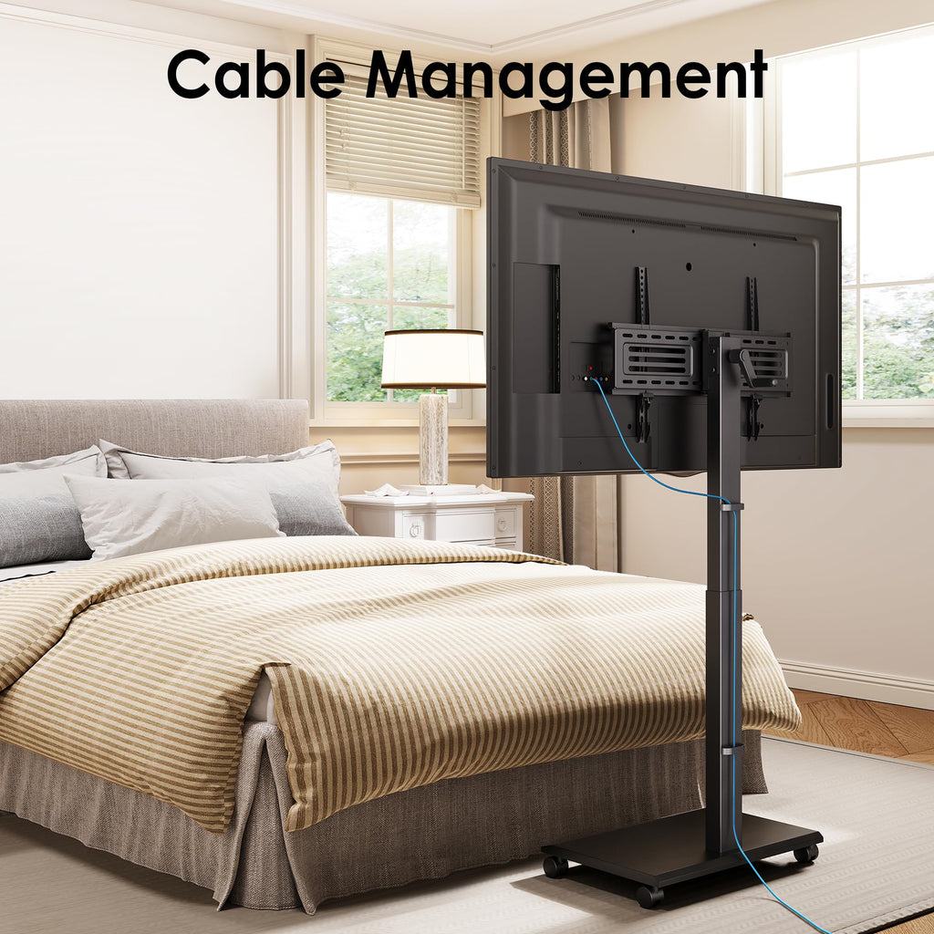 Hand Crank Lift TV Stand with Wheels for 32-75 Inch TVs, Black B879