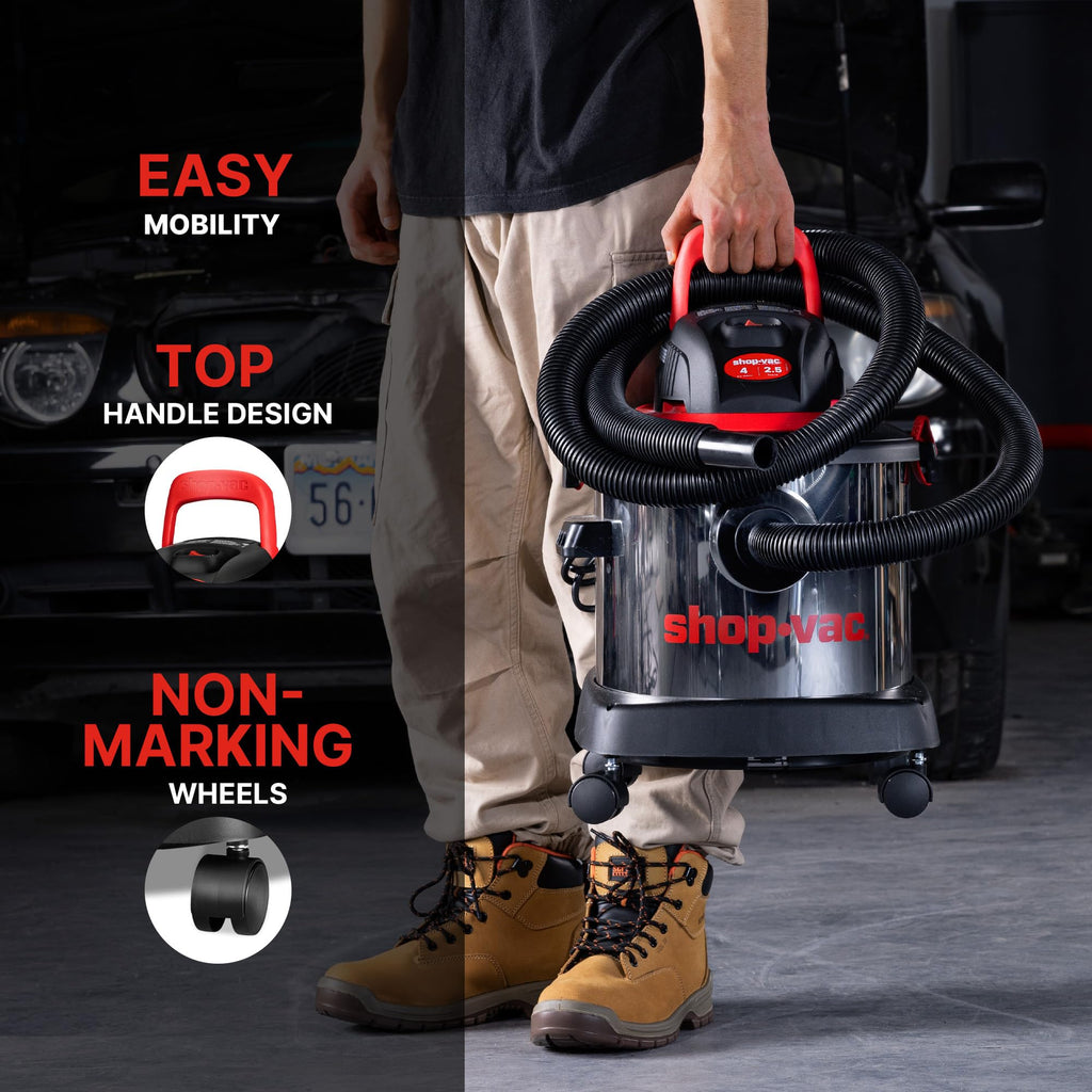 Wet/Dry Vacuum Cleaner, 4 Gallon, 2.5 Peak HP T3165