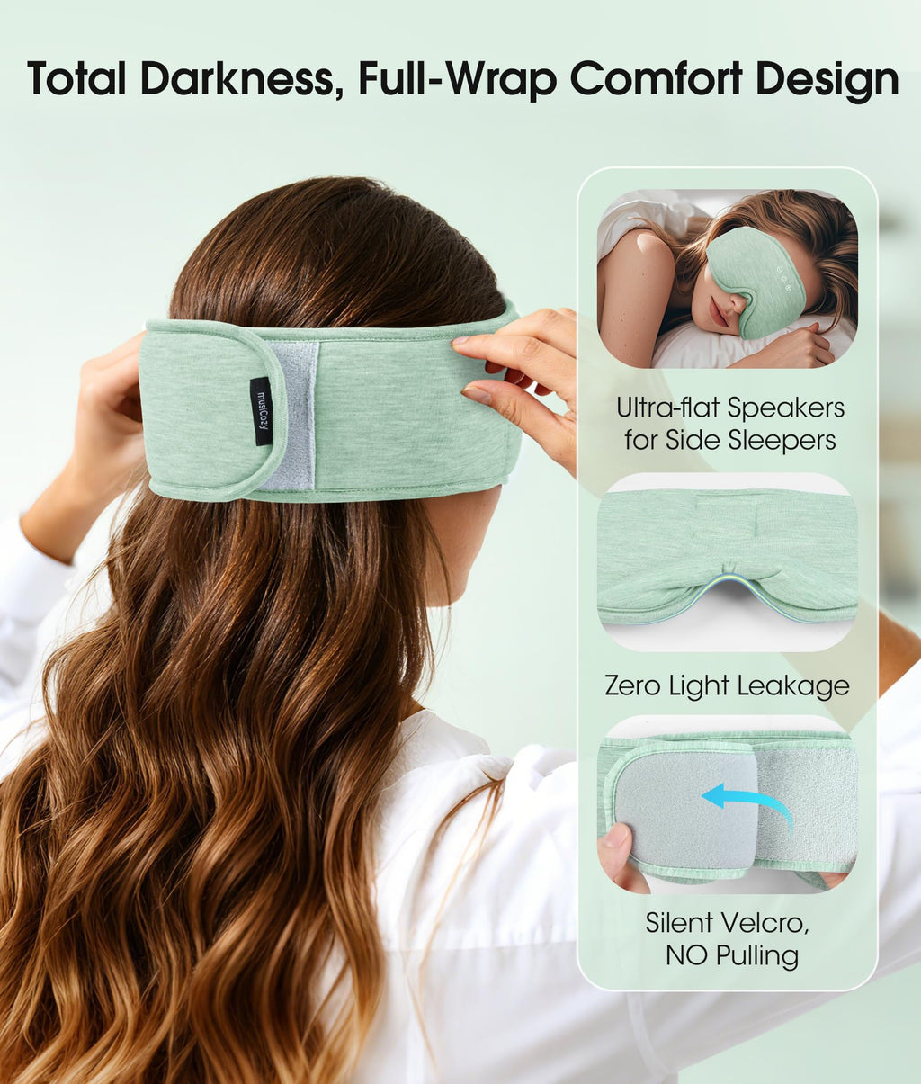 Bluetooth Sleep Headphones Eye Mask Bamboo Fiber V76573