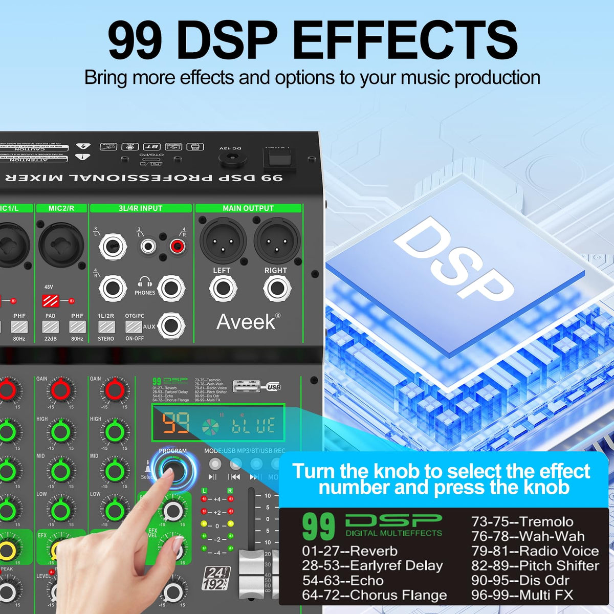 4 Channel Audio Mixer with Bluetooth and USB K8065