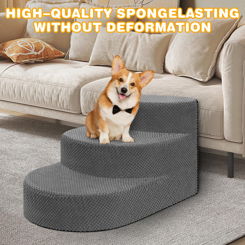 Grey 3 Steps Foam Dog Stairs R4242