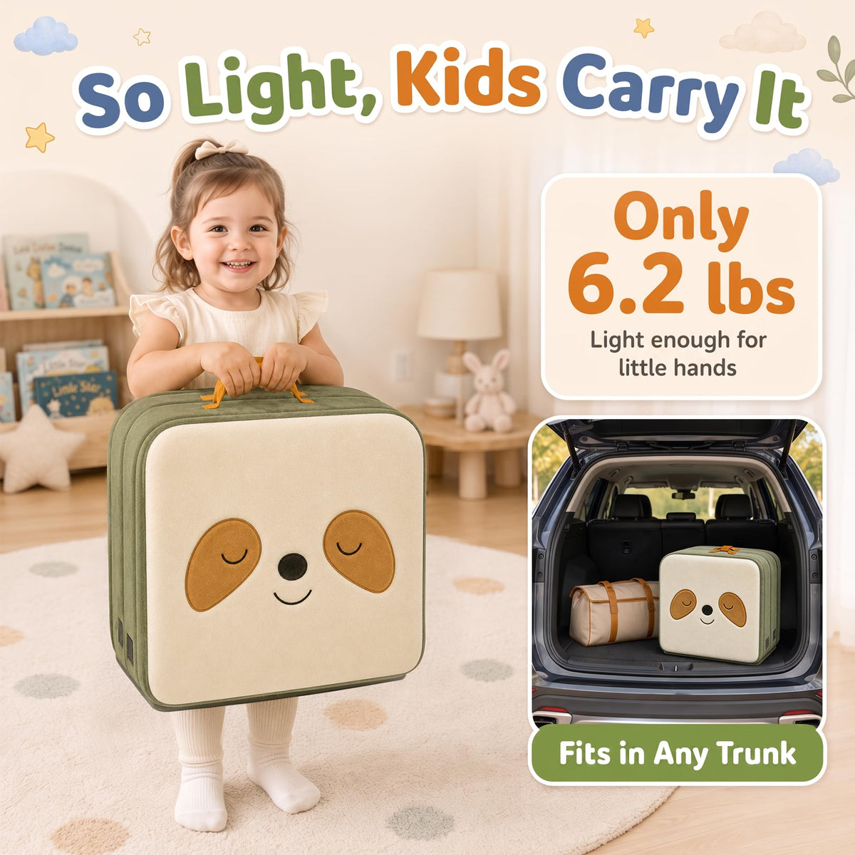 Foldable Portable Toddler Travel Bed with Pillow J1411