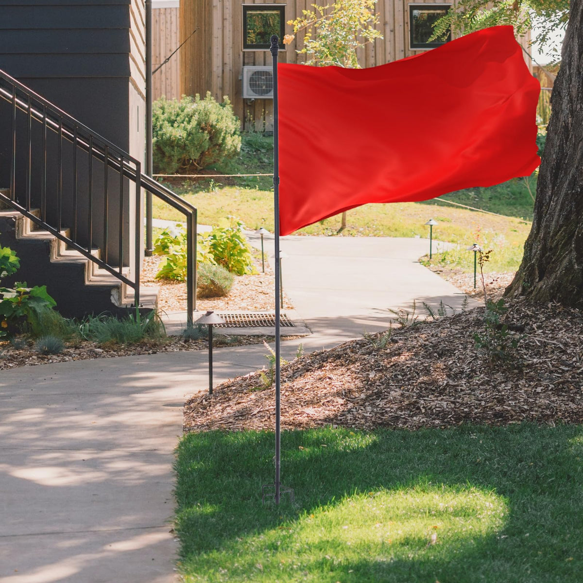 Stainless Steel In Ground Flag Pole with 5 Prongs Base O609